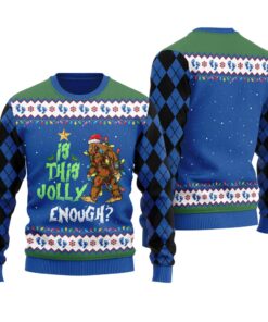 Is This Jolly Enough Bigfoot Ugly Christmas Sweater Royal