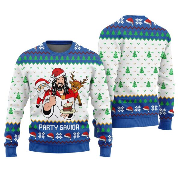 Jesus Party Savior Christmas Sweater Royal
