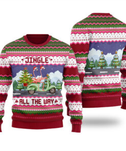 Jingle All The Way Ugly Christmas Sweater Cardinal Red