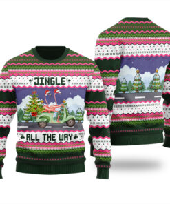 Jingle All The Way Ugly Christmas Sweater Forest Green