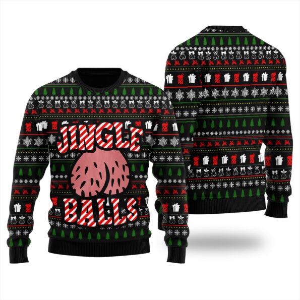 Jingle Balls Dirty Ugly Christmas Sweater Black