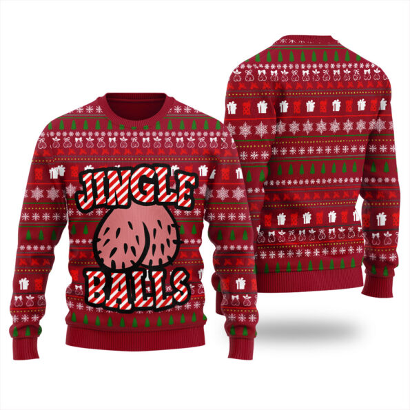 Jingle Balls Inappropriate Ugly Sweater Cardinal Red