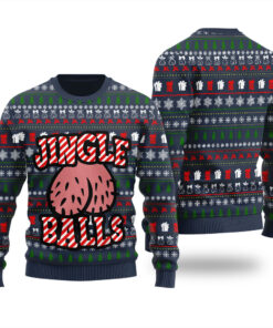 Jingle Balls Naughty Ugly Christmas Sweater Navy