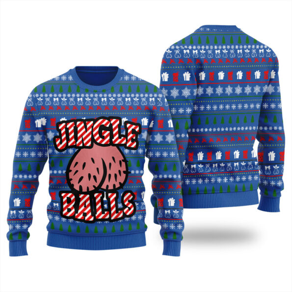 Jingle Balls Naughty Ugly Christmas Sweater Royal