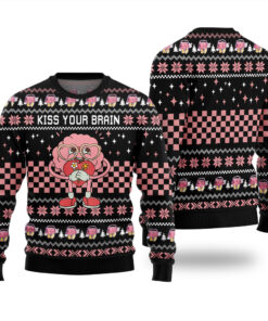 Kiss Your Brain Christmas Sweater Black