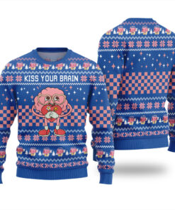 Kiss Your Brain Ugly Christmas Sweater Royal