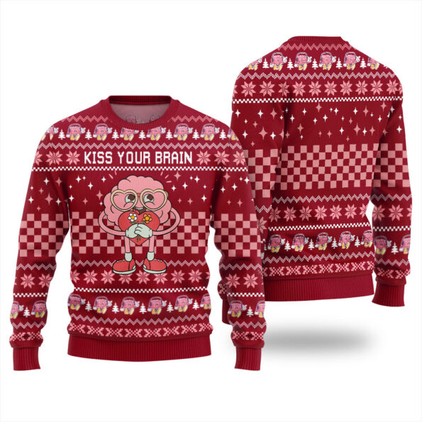 Kiss Your Brain Ugly Sweater Cardinal Red