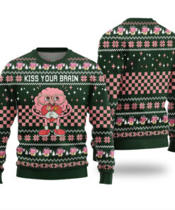 Kiss Your Brain Ugly Sweater Forest Green