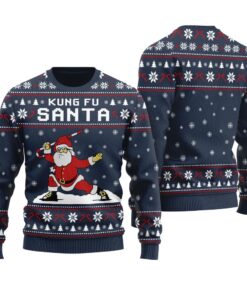 Kungfu Panda Santa Ugly Christmas Sweater Navy