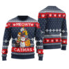 Meowy Catmas Funny Cat Ugly Christmas Sweater Navy