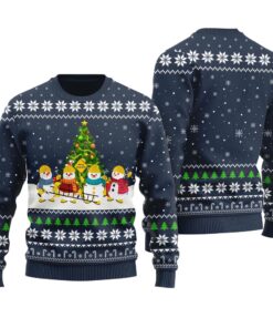 Merry Christmas Snowman Christmas Sweater Navy