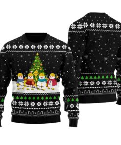 Merry Christmas Snowman Ugly Christmas Sweater Black