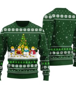 Merry Christmas Snowman Ugly Sweater Forest Green