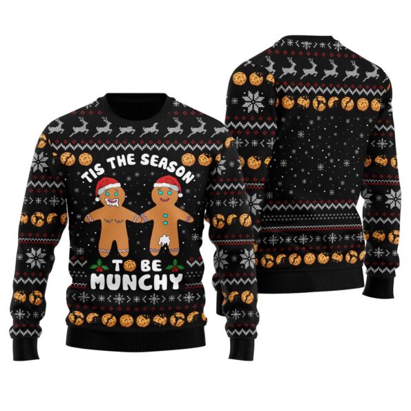 Munchy Gingerbread Naughty Ugly Sweater Black