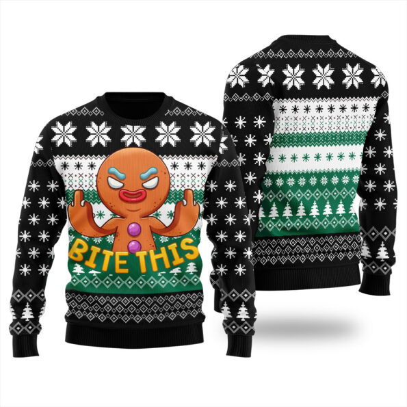 Naughty Christmas Cookies Inappropriate Ugly Sweater Black