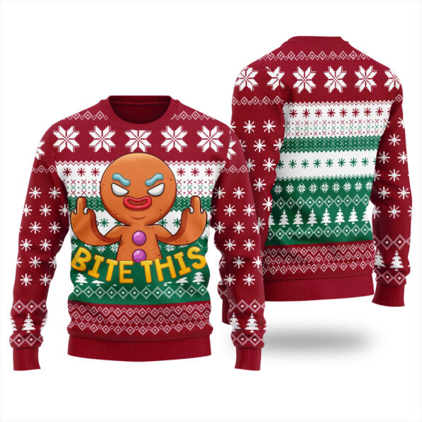 Naughty Cookies Christmas Sweater Cardinal Red