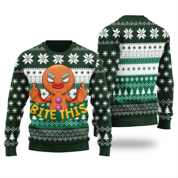 Naughty Cookies Ugly Sweater Forest Green