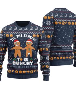 Naughty Gingerbread Ugly Christmas Sweater Navy