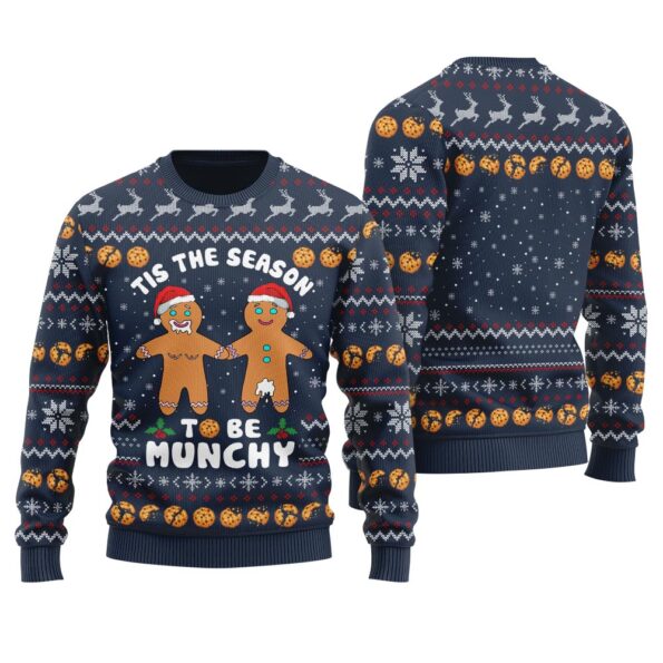 Naughty Gingerbread Ugly Christmas Sweater Navy