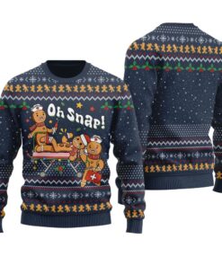Oh Snap Christmas Cookies Christmas Sweater Navy