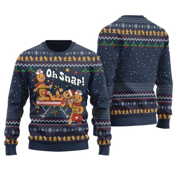 Oh Snap Christmas Cookies Christmas Sweater Navy