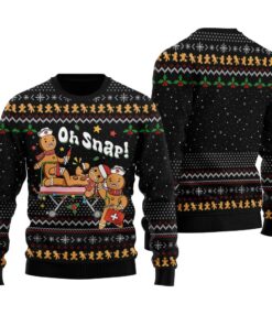 Oh Snap Christmas Cookies Ugly Sweater Black