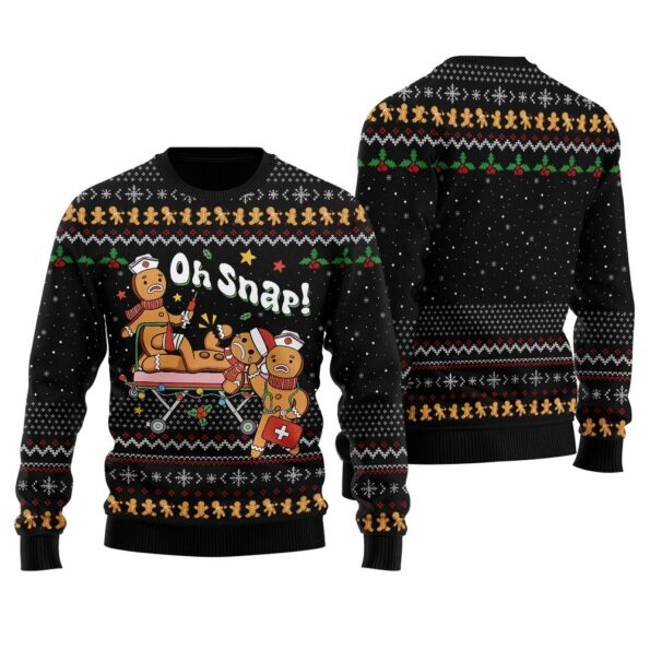 Oh Snap Christmas Cookies Ugly Sweater Black