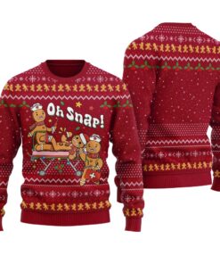 Oh Snap Gingerbread Christmas Sweater Cardinal Red