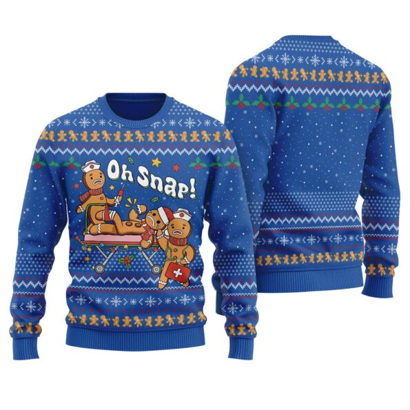Oh Snap Gingerbread Ugly Christmas Sweater Royal