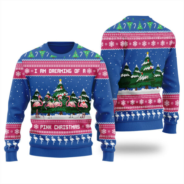 Pink Christmas Flamingo Ugly Christmas Sweater Royal