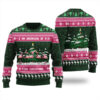 Pink Christmas Flamingo Ugly Sweater Forest Green