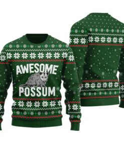 Possum Christmas Sweater Forest Green
