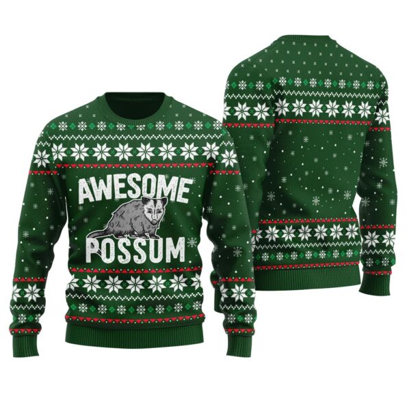 Possum Christmas Sweater Forest Green