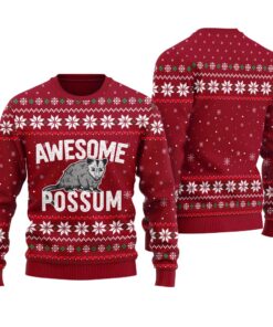 Possum Ugly Sweater Cardinal Red