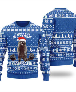 Raccoon Merry Liftmas Ugly Christmas Sweater Royal