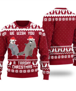 Raccoon Opossum Ugly Sweater Cardinal Red