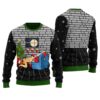 Santa Claus With Girl Ugly Christmas Sweater Black