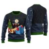 Santa Claus With Naughty Girl Christmas Sweater Navy