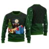 Santa Claus With Naughty Girl Ugly Sweater Forest Green