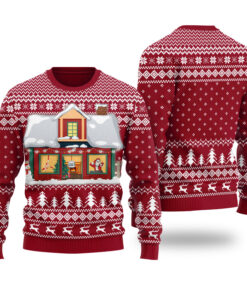 Santa Club Party Ugly Sweater Cardinal Red