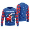 Santa Sleigh All Day Dirty Ugly Christmas Sweater Royal