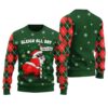 Santa Sleigh All Day Naughty Christmas Sweater Forest Green