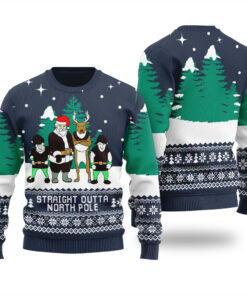 Santa Squad North Pole Ugly Christmas Sweater Navy