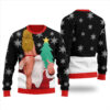 Santa With Sexy Girl Inappropriate Ugly Christmas Sweater Black