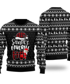 Santas Favorite HO Christmas Sweater Black