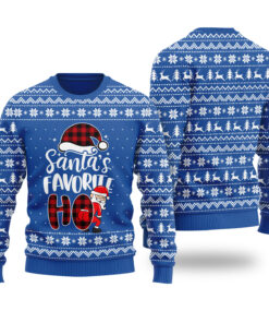 Santas Favorite HO Ugly Christmas Sweater Royal