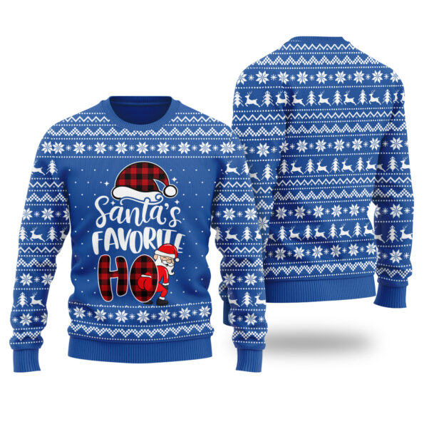 Santas Favorite HO Ugly Christmas Sweater Royal