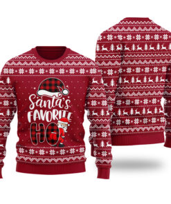 Santas Favorite HO Ugly Sweater Cardinal Red