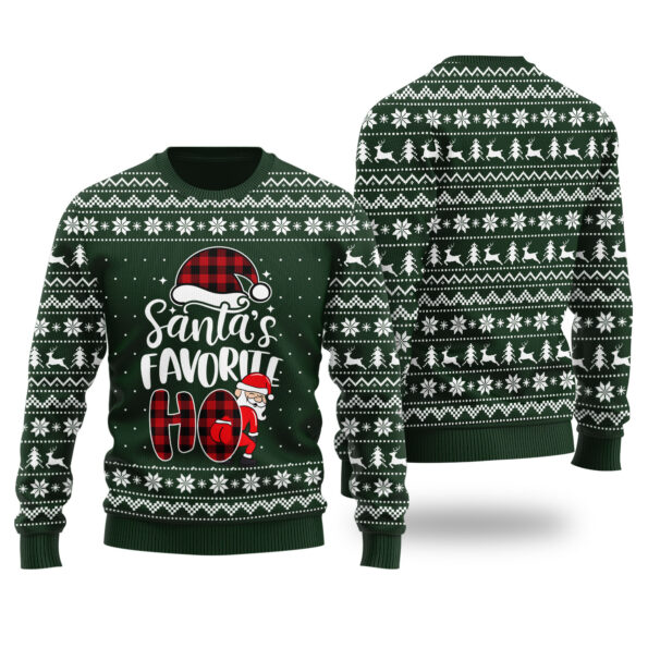 Santas Favorite HO Ugly Sweater Forest Green