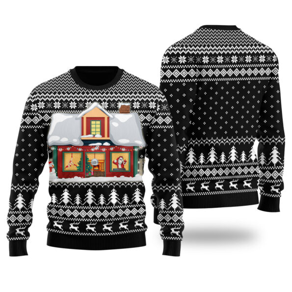 Santas Twerkshop Christmas Sweater Black